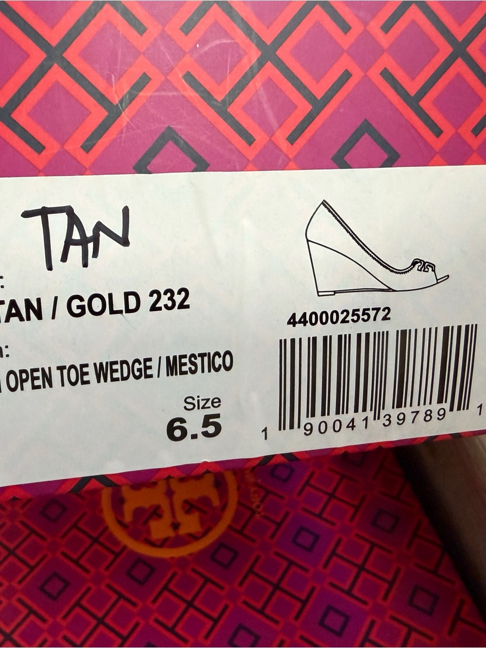 Tory Burch Laura 85 mm Royal Tan Open-Toe wedge Heels with Gold Logo 6.5 - Picture 8 of 13